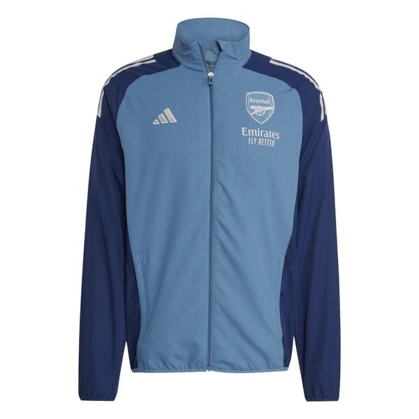 Kurtka dresowa Prematch Arsenal 2025/26. Niebieskie kurtki Adidas, m, bez wzorów, z dresówki, bez kaptura. Za 315.65 zł.
