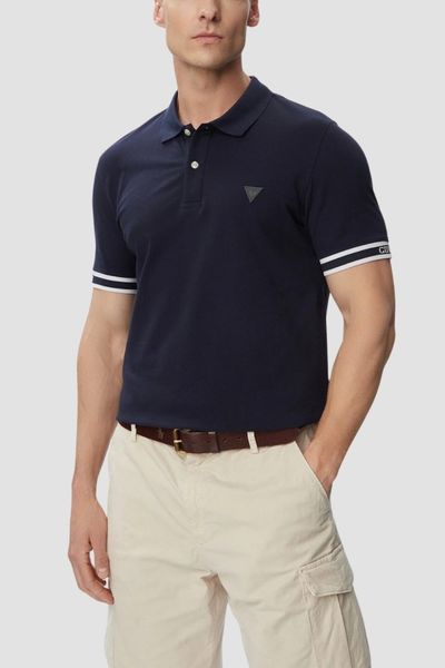 GUESS Granatowy męski t-shirt polo Lyle, Rozmiar XXL. Niebieskie koszulki polo Guess, m, z aplikacjami, bez kołnierzyka, bez ramiączek. Za 379.99 zł.