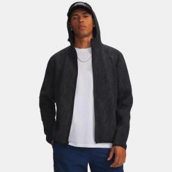 Kurtka UA Unstoppable Fleece z pełnym zamkiem Czarna. Czarne kurtki Under Armour, m, bez wzorów, z materiału, z kapturem. Za 649.99 zł.