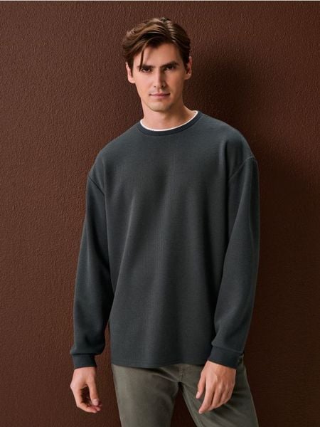 Bluza crewneck - szary. Szare bluzy bez kaptura Sinsay, l, bez wzorów, bez kaptura. W wyprzedaży za 32.99 zł.