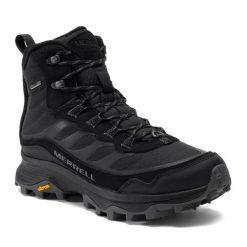 Buty turystyczne męskie Merrell Moab Speed Thermo Mid WP. Czarne buty sportowe casual Merrell, bez wzorów, bez zapięcia. Za 629.99 zł.