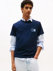 TOMMY JEANS Koszulka w kolorze granatowym rozmiar: L. Niebieskie bezrękawniki Tommy Jeans, l, bez wzorów, z bawełny, bez kołnierzyka, bez ramiączek. Za 109.78 zł.