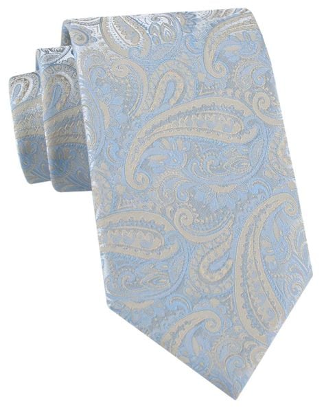 Elegancki Krawat Chattier - Beż z Błękitem, Wzór Paisley. Niebieskie krawaty i muchy Chattier, bez wzorów, z tkaniny. Za 55.00 zł.