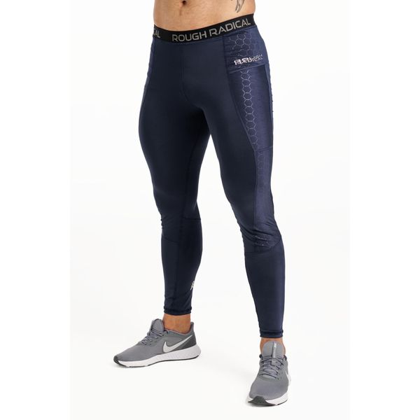 Legginsy do biegania męskie Rough Radical Stone Long z kieszonką. Niebieskie legginsy długie sportowe ROUGH RADICAL, l, bez wzorów, do biegania. W wyprzedaży za 144.42 zł.