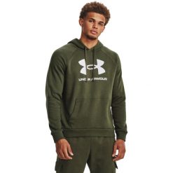 Bluza z kapturem Under Armour Rival Fleece Logo Hd, Mężczyźni. Zielone bluzy Under Armour, m, bez wzorów, z bawełny, z kapturem. Za 290.00 zł.
