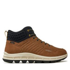 Trekkingi Grisport. Brązowe botki sznurowane Grisport, bez wzorów, bez obcasa, bez zapięcia. Za 379.99 zł.