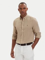 Tommy Hilfiger Koszula MW0MW41530 Beżowy ciemny Regular Fit. Brązowe koszule Tommy Hilfiger, m, bez wzorów, ze lnu, bez kołnierzyka, bez ramiączek. Za 489.99 zł.