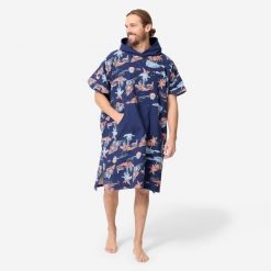 Ponczo plażowe Decathlon 500 Stories. Niebieskie szlafroki Decathlon, m, bez wzorów, z bawełny, bez ramiączek, z kapturem. Za 149.99 zł.