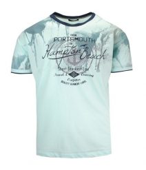 T-Shirt Miętowy z Nadrukiem, Męski, Koszulka, Krótki Rękaw, U-neck. Zielone bluzki z długim rękawem MCL, m, bez wzorów, z bawełny, bez kołnierzyka, bez ramiączek. Za 119.00 zł.