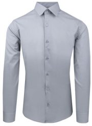 Szara Koszula Bawełniana o Taliowanym Kroju, Jednokolorowa. Szare koszule Pazzani, bez wzorów, z bawełny, bez kołnierzyka, bez ramiączek. Za 169.00 zł.