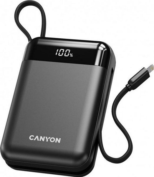 Canyon OnPower 204 20000 mah z kablem USB-C i Lightning czarny. Czarne powerbanki . Za 99.90 zł.