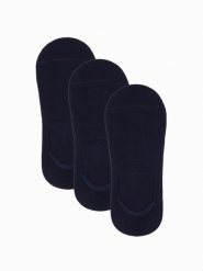Skarpety męskie stopki 3-pak - granatowe V1 OM-SOSS-0103 - one size. Niebieskie skarpety Ombre Clothing, bez wzorów, z bawełny. W wyprzedaży za 14.99 zł.