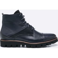 Domeno - Buty. Niebieskie botki sznurowane Domeno, bez wzorów, z materiału, z okrągłym noskiem, bez obcasa, bez zapięcia. W wyprzedaży za 239.90 zł.