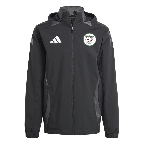 Kurtka dresowa zewnętrzna Algérie 2025. Czarne kurtki Adidas, bez wzorów, z dresówki, bez kaptura. W wyprzedaży za 320.50 zł.
