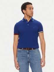 Tommy Hilfiger Polo Flag Cuff MW0MW38458 Niebieski Slim Fit. Niebieskie koszulki polo Tommy Hilfiger, l, bez wzorów, z bawełny, bez kołnierzyka, bez ramiączek. Za 319.99 zł.