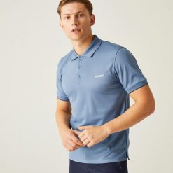 Oakmont męska koszulka polo. Niebieskie koszulki polo Regatta, m, bez wzorów, z tkaniny, bez kołnierzyka, bez ramiączek. W wyprzedaży za 69.99 zł.