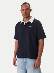 Guess Jeans Polo M6GP13 KCYM1 Granatowy Oversize. Niebieskie koszulki polo Guess Jeans, m, z aplikacjami, z bawełny, bez kołnierzyka, bez ramiączek. Za 299.99 zł.