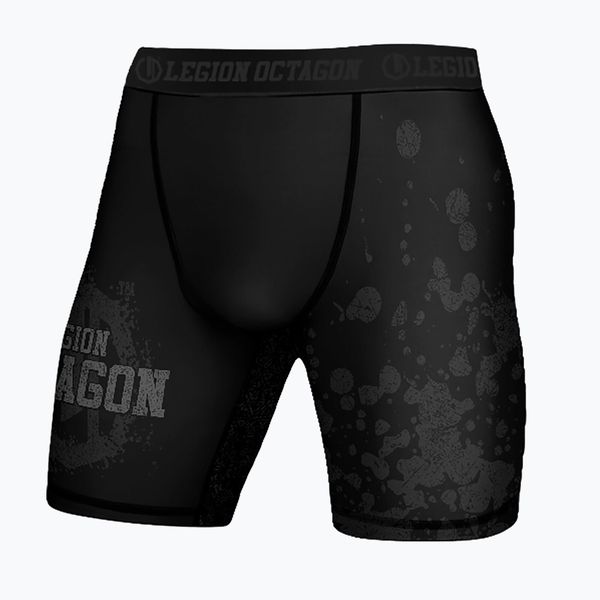 Spodenki treningowe męskie Octagon Legion Grunge. Czarne krótkie spodenki sportowe OCTAGON, m, bez wzorów, z elastanu. Za 149.99 zł.