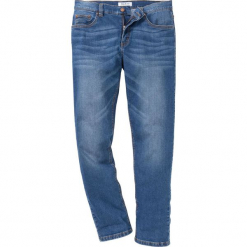 Dżinsy ze stretchem Slim Fit Straight bonprix niebieski "used". Jeansy marki Under Armour. Za 89.99 zł.