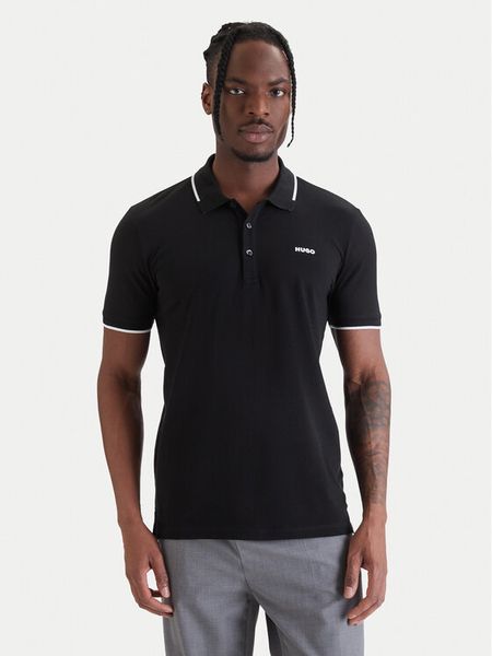 HUGO Polo Dinoso222 50467344 Czarny Slim Fit. Czarne koszulki polo Hugo, m, bez wzorów, z bawełny, bez kołnierzyka, bez ramiączek. Za 449.99 zł.