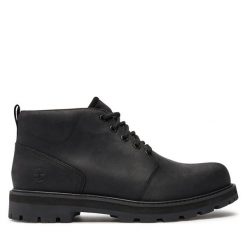 Trzewiki Timberland. Czarne botki sznurowane Timberland, bez wzorów, bez obcasa, bez zapięcia. Za 799.99 zł.