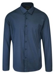 Koszula Granatowa, Geometryczny Wzór, Karo, Męska Długi Rękaw, Slim Fit, Taliowana -TO-ON. Niebieskie koszule TO-ON, m, bez wzorów, z bawełny, bez kołnierzyka, bez ramiączek. Za 109.00 zł.