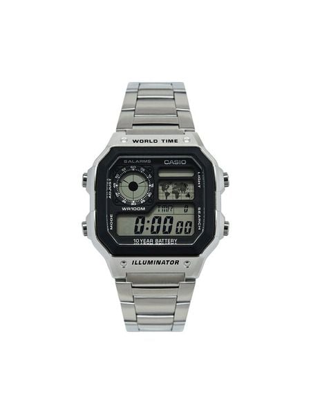 Casio Zegarek AE-1200WHD-1AVEF Srebrny. Szare, cyfrowe zegarki Casio, srebrne. Za 219.99 zł.