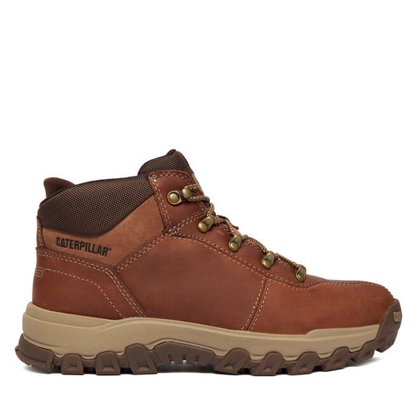 Trzewiki CAT Footwear. Brązowe botki sznurowane CAT Footwear, bez wzorów, bez obcasa, bez zapięcia. Za 689.99 zł.