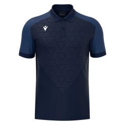 Polo Macron Baldwin. Niebieskie koszulki polo sportowe Macron, bez wzorów, bez kołnierzyka, bez ramiączek, do piłki nożnej. Za 219.50 zł.