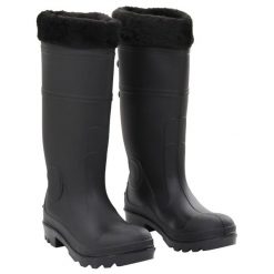 Kalosze VidaXL z PVC z wyjmowanymi wkładkami rozmiar 38. Czarne śniegowce vidaXL, bez zapięcia. Za 135.50 zł.
