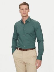 BOSS Koszula Hank 50532804 Zielony Slim Fit. Zielone koszule Boss, m, bez wzorów, z bawełny, bez kołnierzyka, bez ramiączek. Za 379.99 zł.