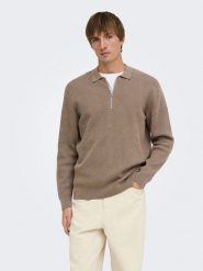 ONLY & SONS Sweter "Phil" w kolorze szarobrązowym rozmiar: XL. Brązowe swetry nierozpinane Only & Sons, xl, bez wzorów, prążkowane, bez kołnierzyka, bez ramiączek. Za 184.95 zł.