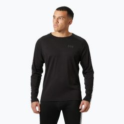 Longsleeve termoaktywny męski Helly Hansen Lifa Active Stripe Crew. Czarne bielizna termoaktywna Helly Hansen, m, bez wzorów, bez ramiączek, narciarskie. Za 278.50 zł.