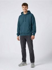 Bluza z kapturem z domieszką bawełny - niebieski. Niebieskie bluzy z kapturem Sinsay, l, bez wzorów, z bawełny, z kapturem. Za 39.99 zł.