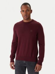 BOSS Sweter Kanovano_S 50527583 Bordowy Regular Fit. Czerwone swetry rozpinane Boss, m, bez wzorów, z bawełny, bez kołnierzyka, bez ramiączek. Za 567.07 zł.