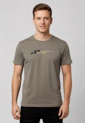 Bawełniana koszulka T-SUBI. Brązowe t-shirty Volcano, l, bez wzorów, z bawełny, bez kołnierzyka, bez ramiączek. Za 59.99 zł.