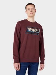MESKA BLUZA GRAPHIC CREW BROWN 112341238 W6E9016299. Brązowe bluzy Wrangler, l, bez wzorów, bez kaptura. Za 139.99 zł.