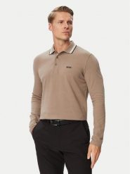 BOSS Polo Plisy 50536609 Zielony Regular Fit. Zielone koszulki polo Boss, l, bez wzorów, z bawełny, bez kołnierzyka, bez ramiączek. Za 499.99 zł.