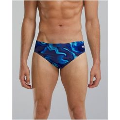 Spodenki pływackie TYR M DE BRIEF WAV. Niebieskie odzież kąpielowa TYR, m, bez wzorów, sportowe. Za 199.99 zł.