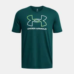 T-Shirt Koszulka Męska Under Armour Sportowa. Zielone t-shirty sportowe Under Armour, bez wzorów, bez ramiączek, na fitness i siłownię. Za 129.99 zł.
