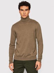 Selected Homme Golf Berg 16074684 Brązowy Regular Fit. Brązowe golfy Selected Homme, m, bez wzorów, z bawełny, bez kołnierzyka, bez ramiączek. Za 119.99 zł.