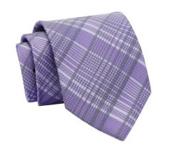 Krawat Fioletowy w Kratkę, Elegancki, 7cm, Klasyczny, Męski -ALTIES. Fioletowe krawaty i muchy Alties, bez wzorów, z tkaniny. Za 49.00 zł.