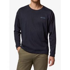 Bluza bez kaptura Columbia Black Butte LS Graphic Tee. Niebieskie bluzy Columbia, bez wzorów, bez kaptura. Za 146.99 zł.