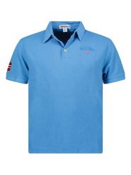 Geographical Norway Koszulka polo "Kars" w kolorze niebieskim rozmiar: S. Niebieskie koszulki polo sportowe Geographical Norway, s, bez wzorów, z bawełny, bez kołnierzyka, bez ramiączek. Za 87.95 zł.