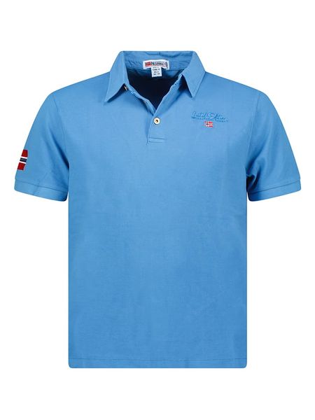Geographical Norway Koszulka polo "Kars" w kolorze niebieskim rozmiar: S. Niebieskie koszulki polo Geographical Norway, s, bez wzorów, z bawełny, bez kołnierzyka, bez ramiączek. Za 84.21 zł.