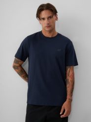 4F T-shirt regular gładki męski - granatowy XXL. Niebieskie t-shirty 4F, m, bez wzorów, z bawełny, bez kołnierzyka, bez ramiączek. Za 69.99 zł.