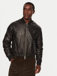AMI PARIS Kurtka skórzana HJK131LH0044 Czarny Regular Fit. Czarne kurtki AMI PARIS, l, bez wzorów, ze skóry, bez kaptura. Za 5,959.00 zł.