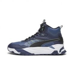 Buty do chodzenia męskie Puma Trinity Mid Hybrid L. Niebieskie buty sportowe casual Puma, bez wzorów, z materiału, za kostkę, bez zapięcia. Za 588.00 zł.