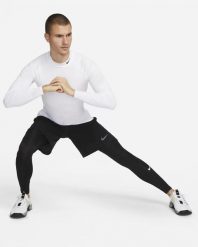 Legginsy sportowe męskie Nike. Czarne legginsy długie sportowe Nike, l, bez wzorów, z dzianiny, na fitness i siłownię, dri-fit (nike). Za 198.40 zł.