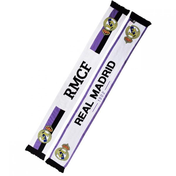 Real Madryt szalik kibica dwustronny Double Knitted Scarf wielokolorowy. Białe szaliki REAL MADRID, bez wzorów. Za 119.00 zł.